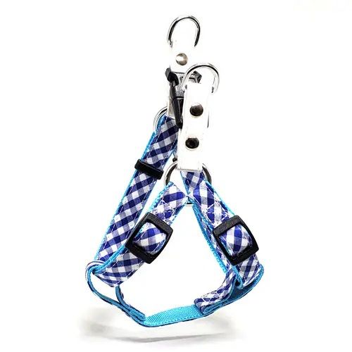 同梱不可 6個セット リードック LEADOG NEWギンガムチェックカンタンハーネスSSブルー