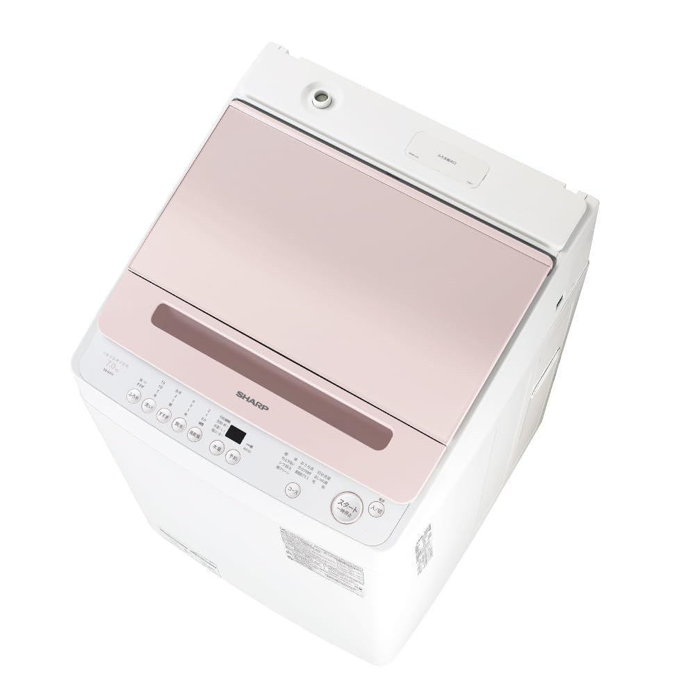 幅55.5cm ダイヤカット 洗濯7kg 穴なし槽 全自動洗濯機 ES-GV7J-P タテ型 ピンク シャープ