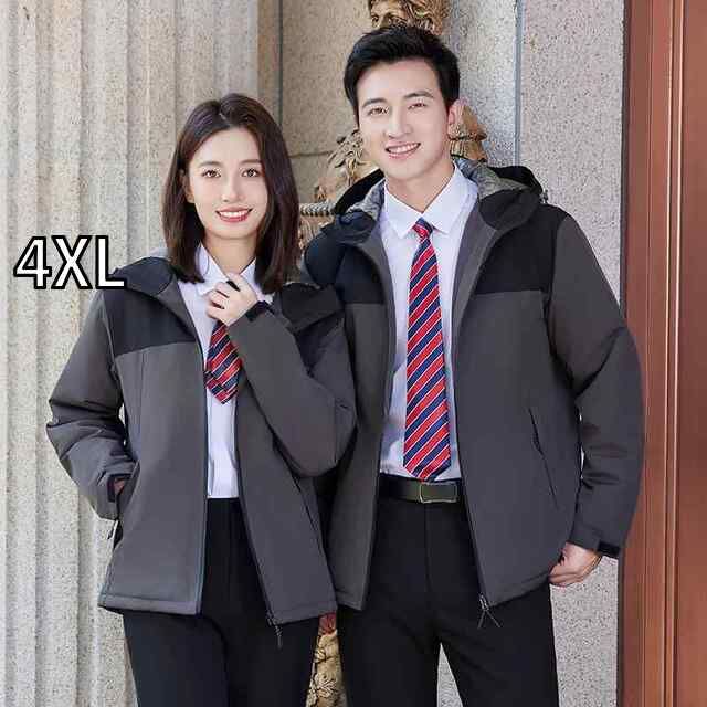 4XL 秋服 レディース ファッション オシャレ カワイイ シンプル 大人カワイイ 大きいサイズ メンズ グレー ダウン コットン ジャケット 服 厚手 暖かい