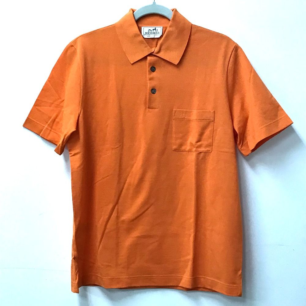 HERMES エルメス ポロシャツ Hロゴ コットン オレンジ - メルカリ