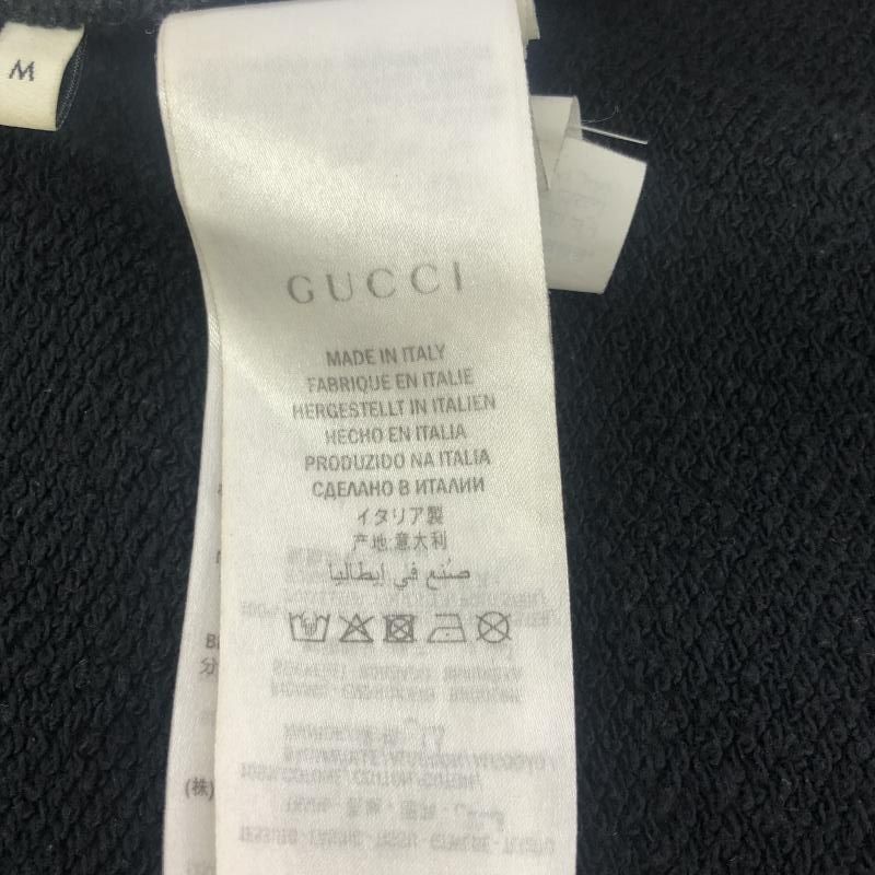 GUCCI ブラック レオパードスウェット 中古】GUCCI レオパード刺繍ロゴスウェット M ブラック グッチ