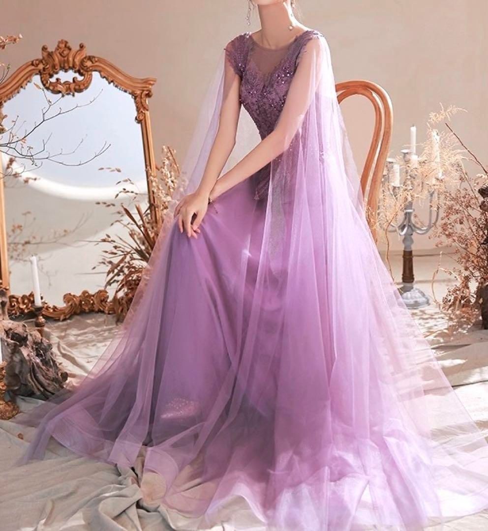 レディースファッション お花のデザインにチュールがオシャレでゴージャスなロングドレス