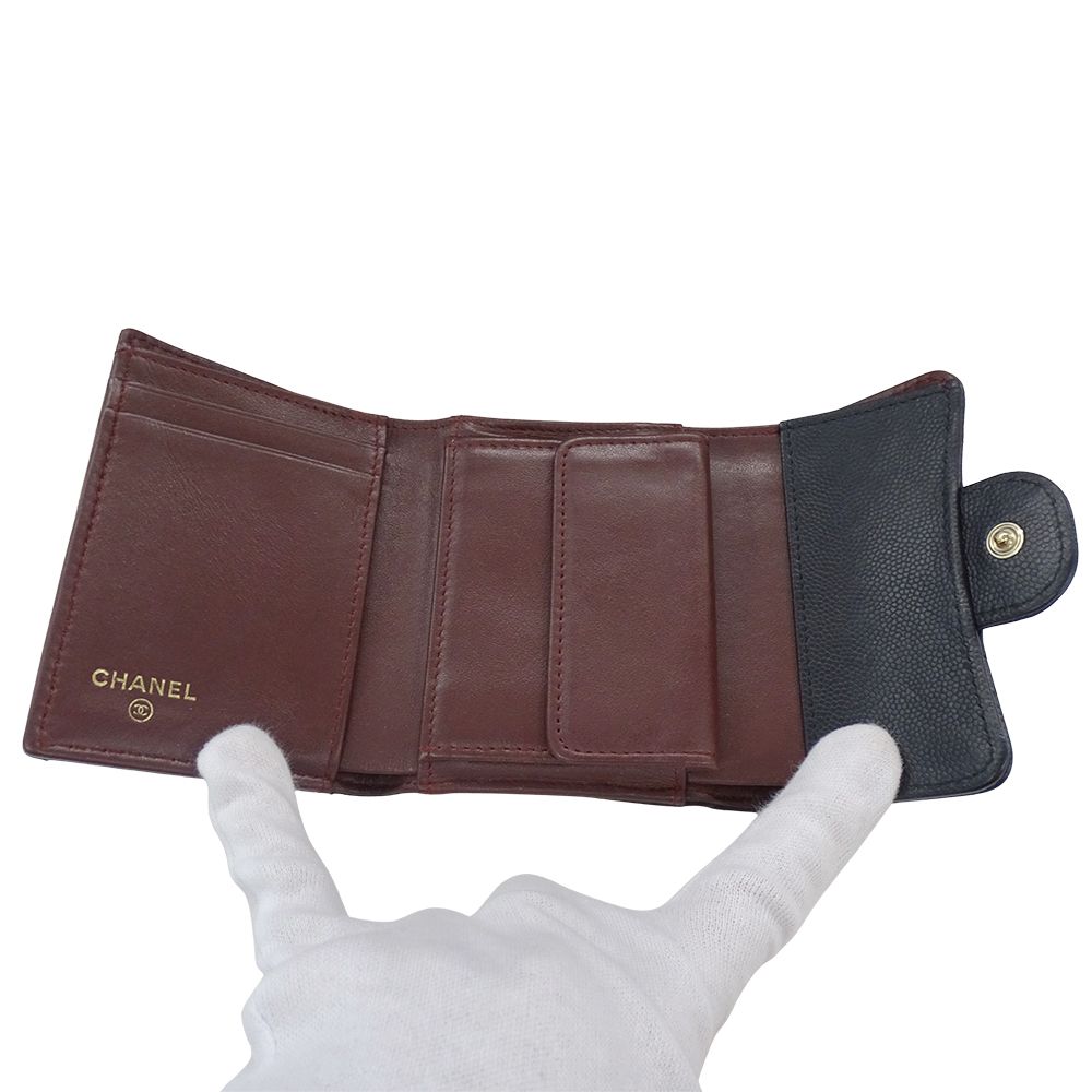 シャネル CHANEL 財布 レディース ブランド 三つ折り財布 キャビア  