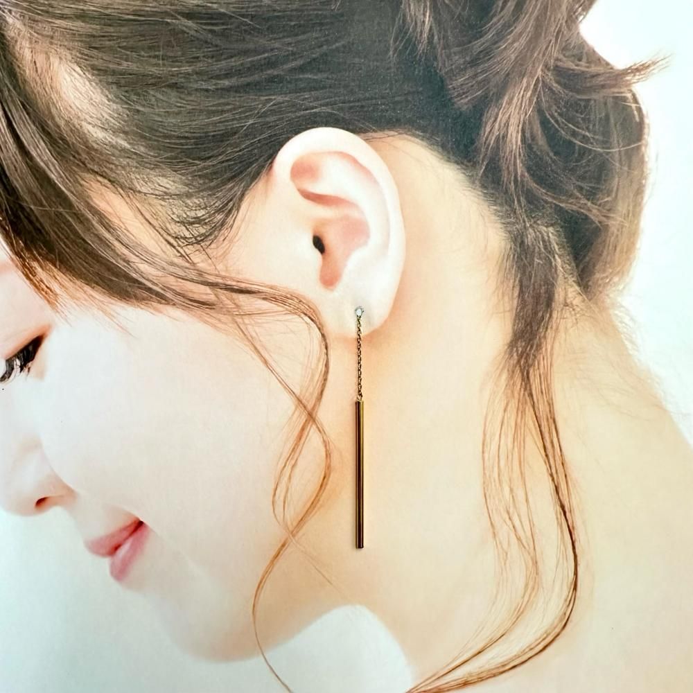 チェーンピアス アメリカンピアス バーデザイン ピアス K18ゴールド 18