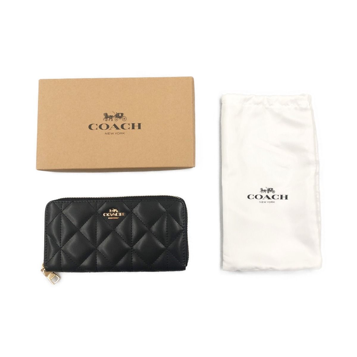 〇〇COACH コーチ キルテッド レザー 長財布 F53637 ブラック