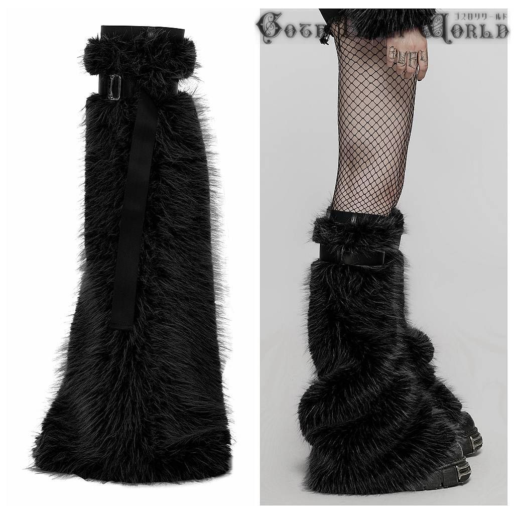 PUNKRAVEパンククールガールふわふわレッグウォーマー黒色 WS-505BK