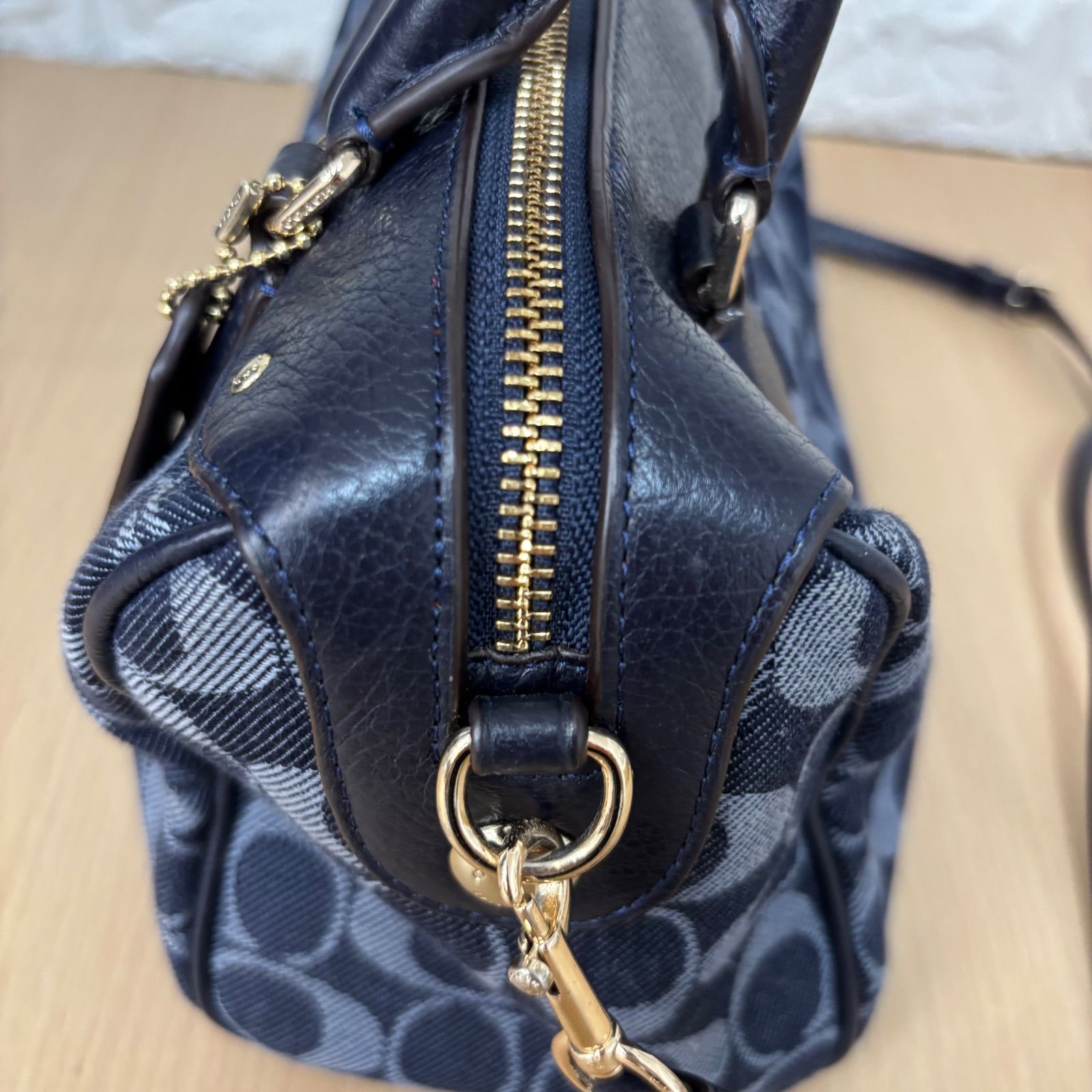 ◎COACH コーチ 2way ミニボストンバッグ ショルダーバッグ デニム地 