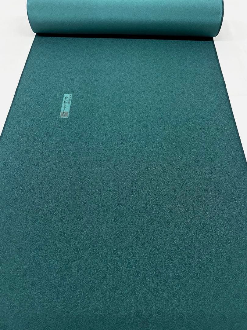 小紋 人間国宝 中村勇二郎 草木染 古代菊 ストレートグリーン色 正絹 反物 小紋 人間国宝 中村勇二郎 草木染 古代菊 ストレートグリーン色 正絹