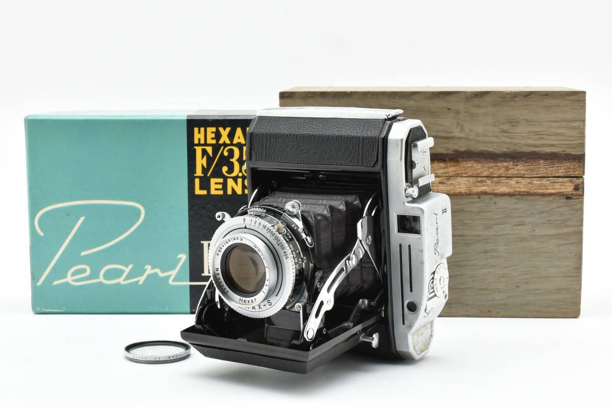 コニカ Konica Pearl II B パール 蛇腹カメラ HEXAR 75mm F3.5 DURALUX-S W0958 AW2389