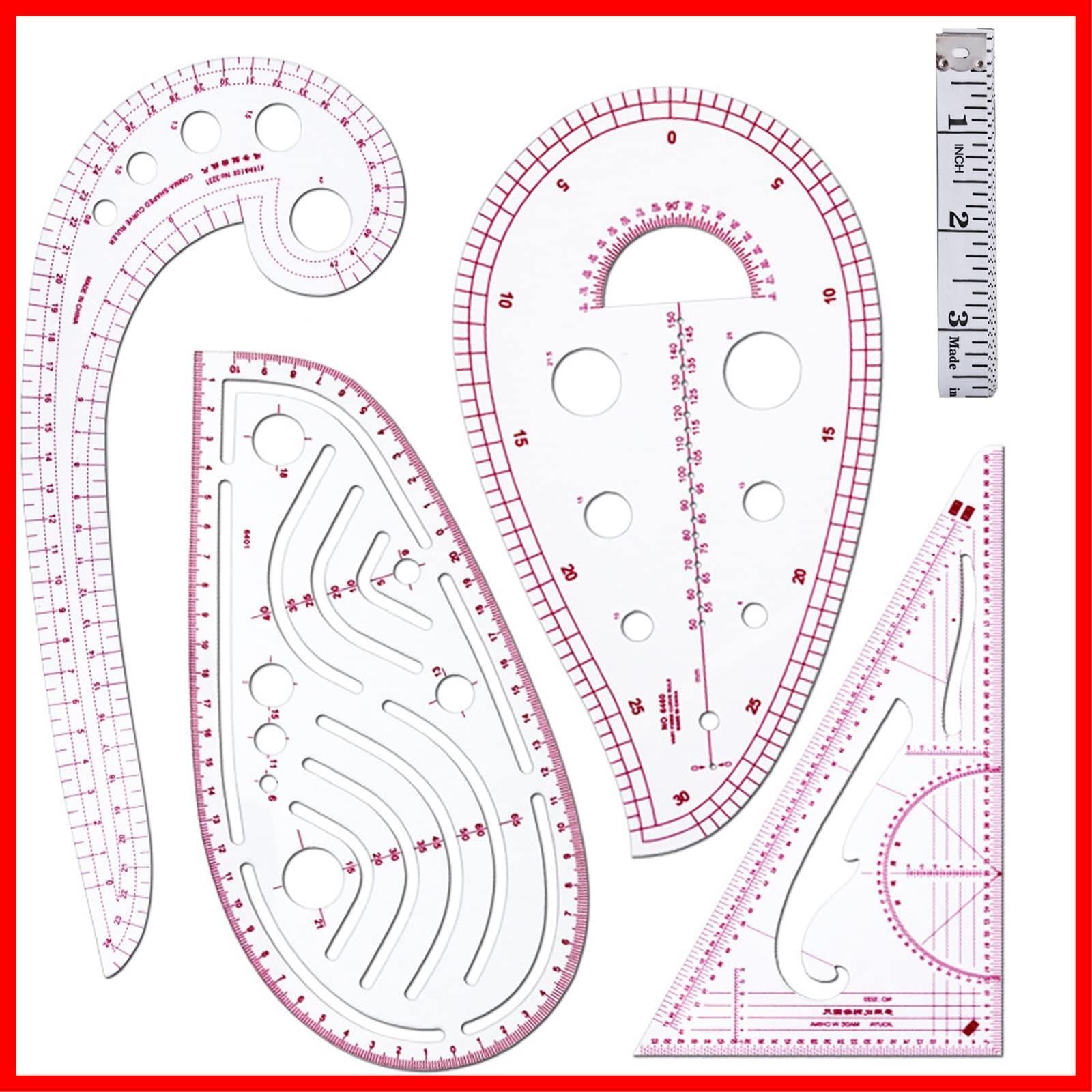 早発送】SC カーブ定規 縫製定規 4枚セット 曲線ルーラー プラスチック カーブルーラー 雲形定規 三角定規 カーブ定規 裁縫用 定規 ルーラー  フレンチカーブ 服装ルーラーツール メジャーテープ付き ソーイング用品 洋裁や衣装デザイン 製図用テンプレート - メルカリ
