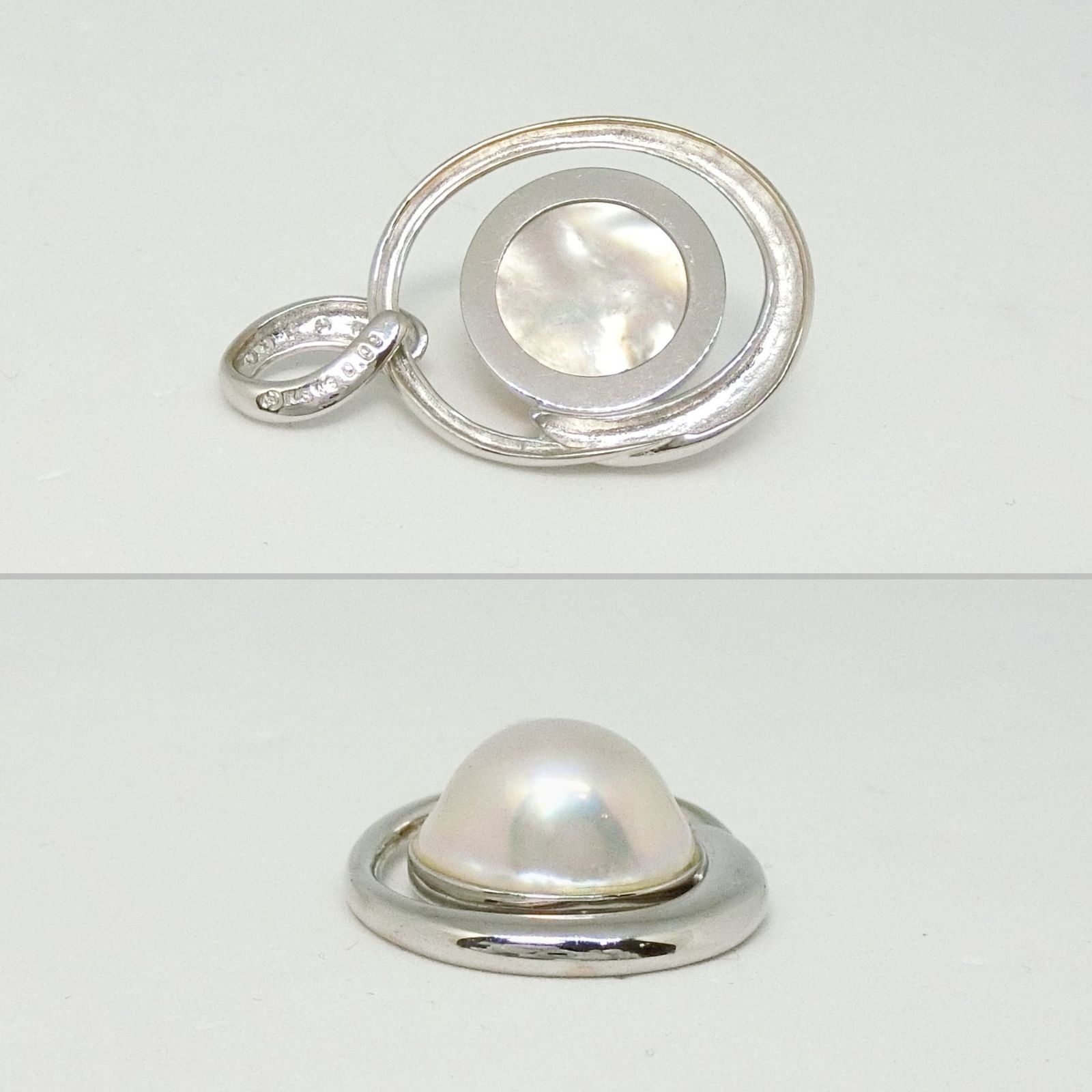 タサキ TASAKI 田崎真珠 K18WG マベパール16mm ダイヤモンド0.09ct 