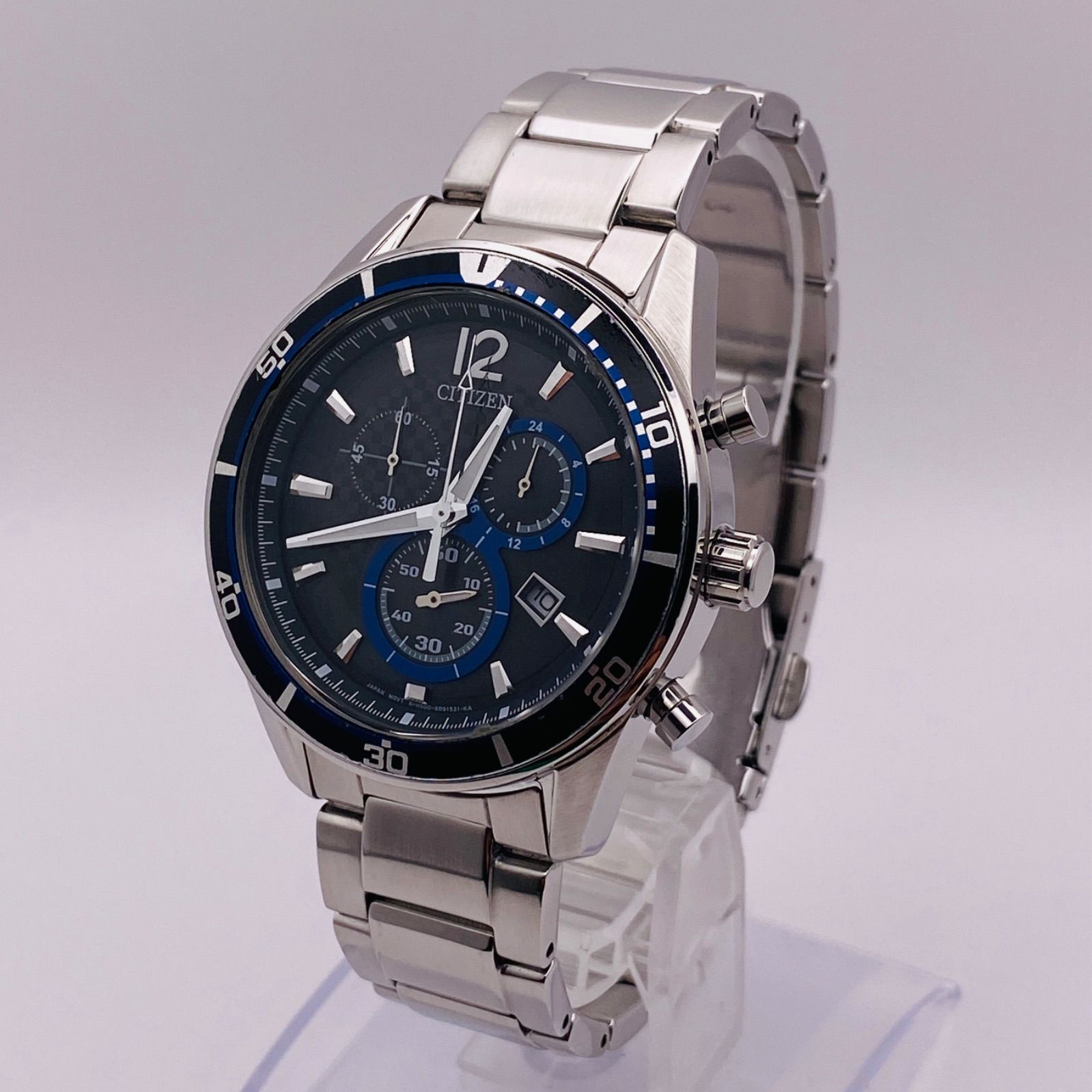 【良品】CITIZEN エコドライブ ソーラー腕時計 H145-S099111 シチズン 腕時計 デイト ECO-DRIVE ソーラー ブラック H145