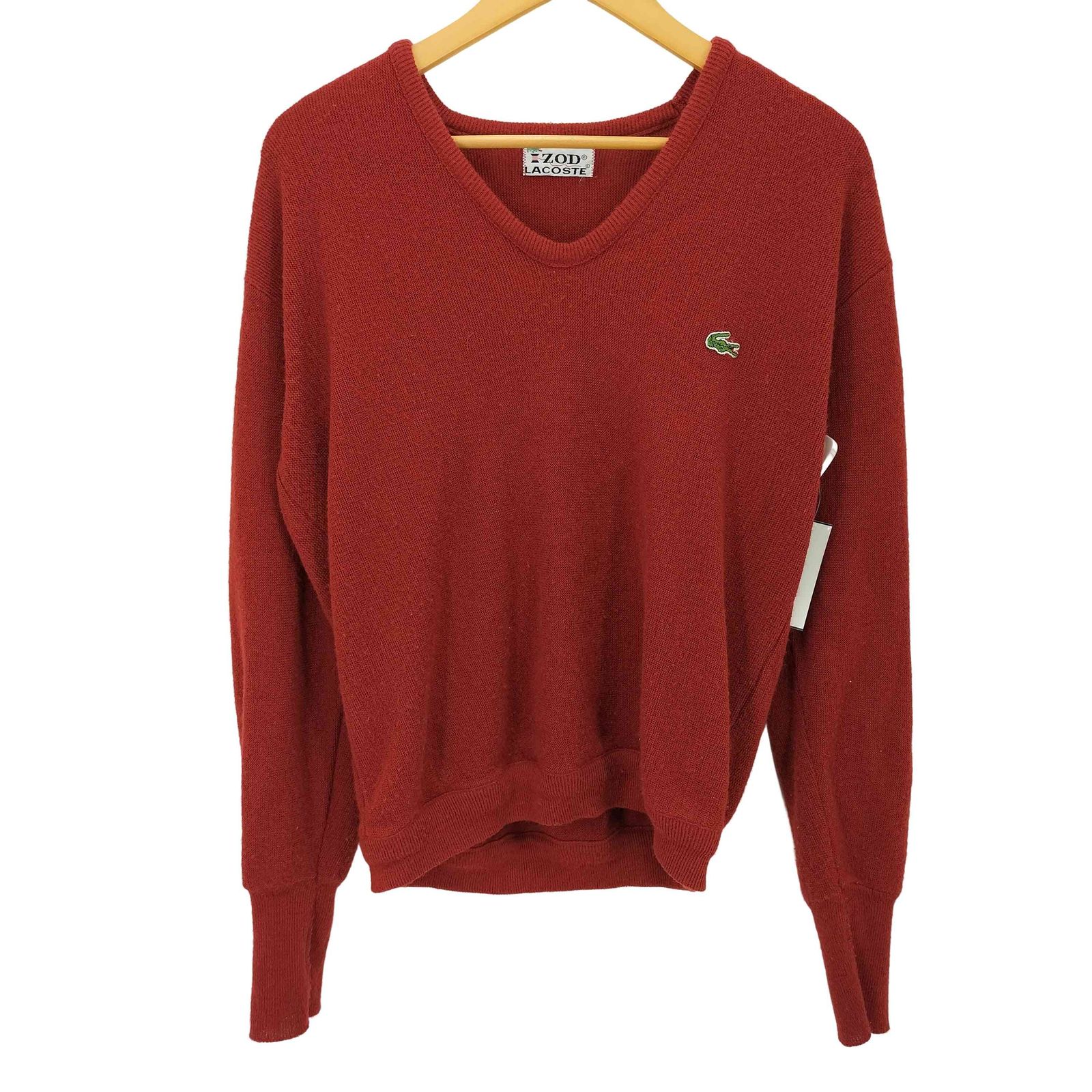 アイゾッドラコステ IZOD LACOSTE 70S 糸巻きタグ Vネック ロゴパッチ アクリルニット メンズ import：M 