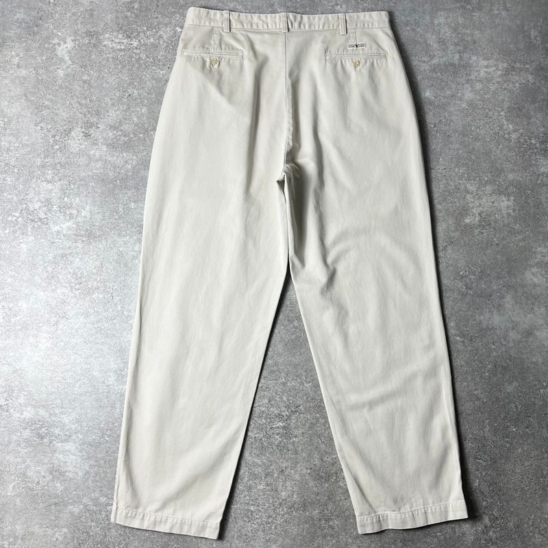 90s POLO RALPH LAUREN 2タック コットン チノ パンツ 36 30