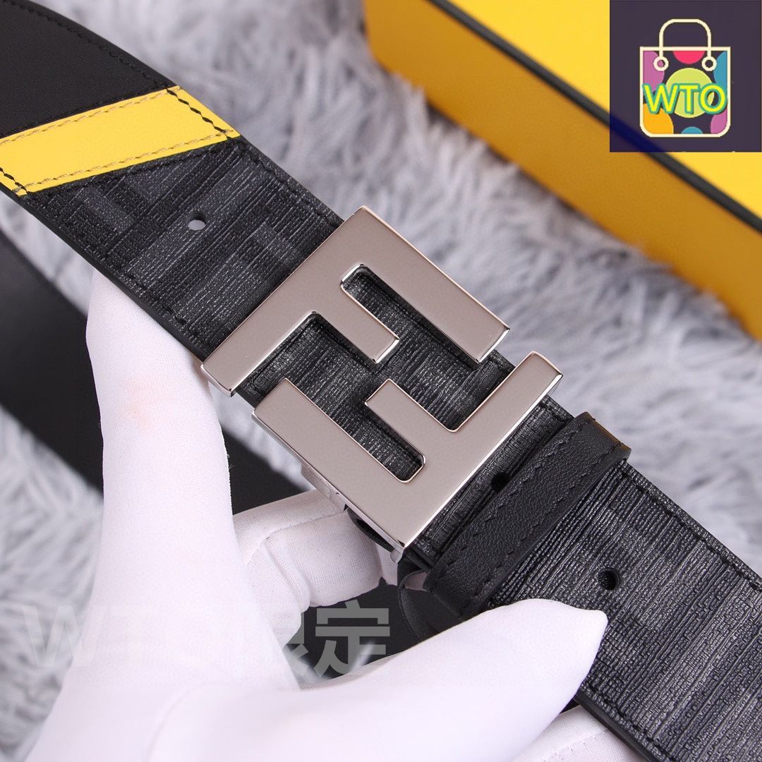 FENDI ✨FFロゴバックル レザーベルト リバーシブル ブラック メンズ