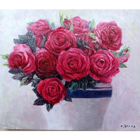 油彩画 洋画 (油絵額縁付きで納品対応可) P8号 「赤富士」 島本 良平