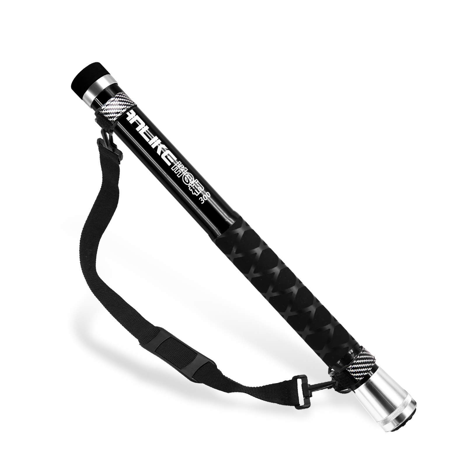 3 m_ブラック サンライク SANLIKE タモの柄 ランディングポール ９段階 カーボン製 玉の柄 ラバーグリップ 伸縮式 コンパクト ベルト付き 海水淡水両用 m|5 m|6 m ブラック