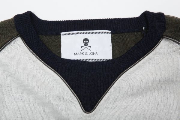 MARK&LONA マーク＆ロナスリートーンクルーネックニット XL ホワイト