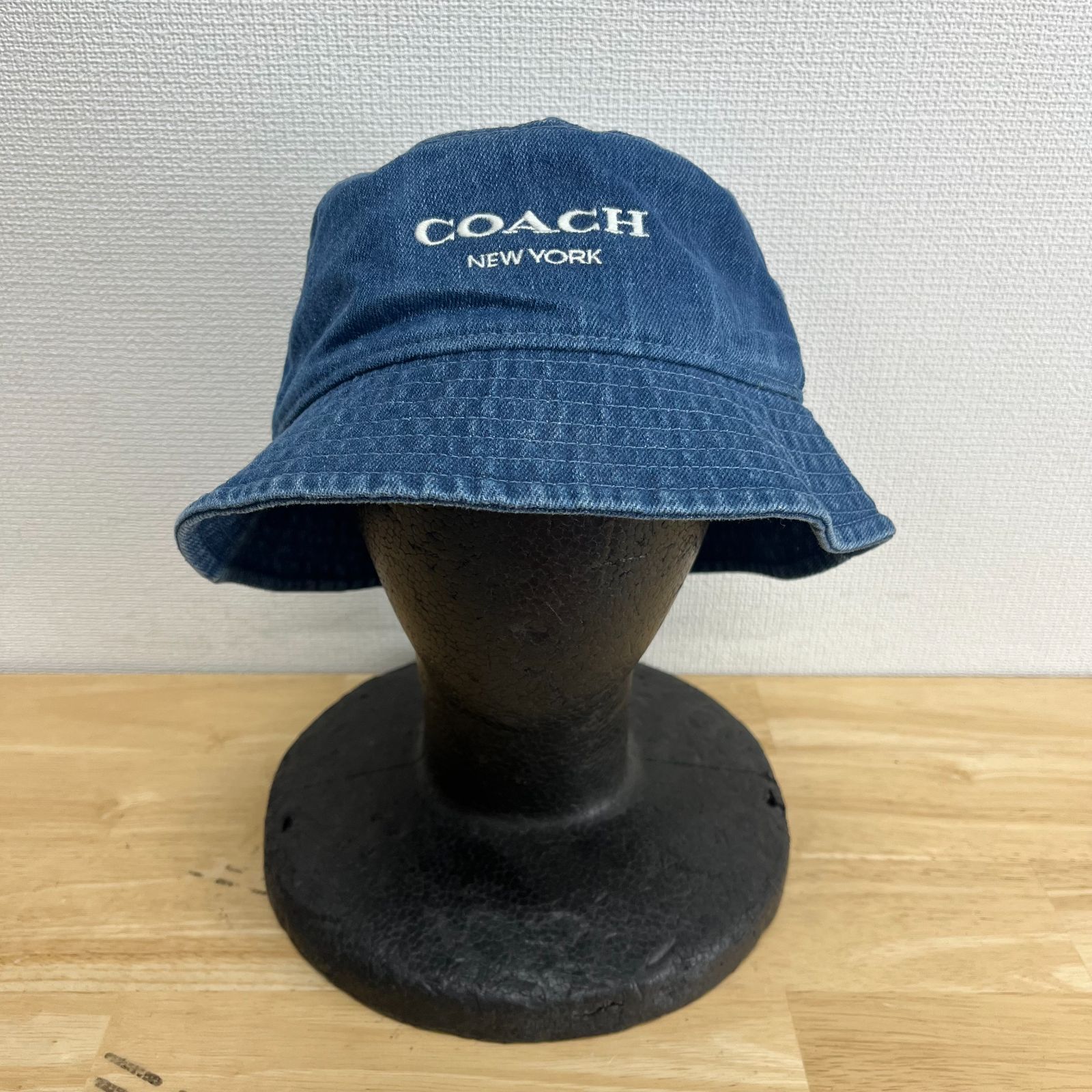COACH コーチ バケットハット デニム インディゴ ロゴ 刺繍 XS