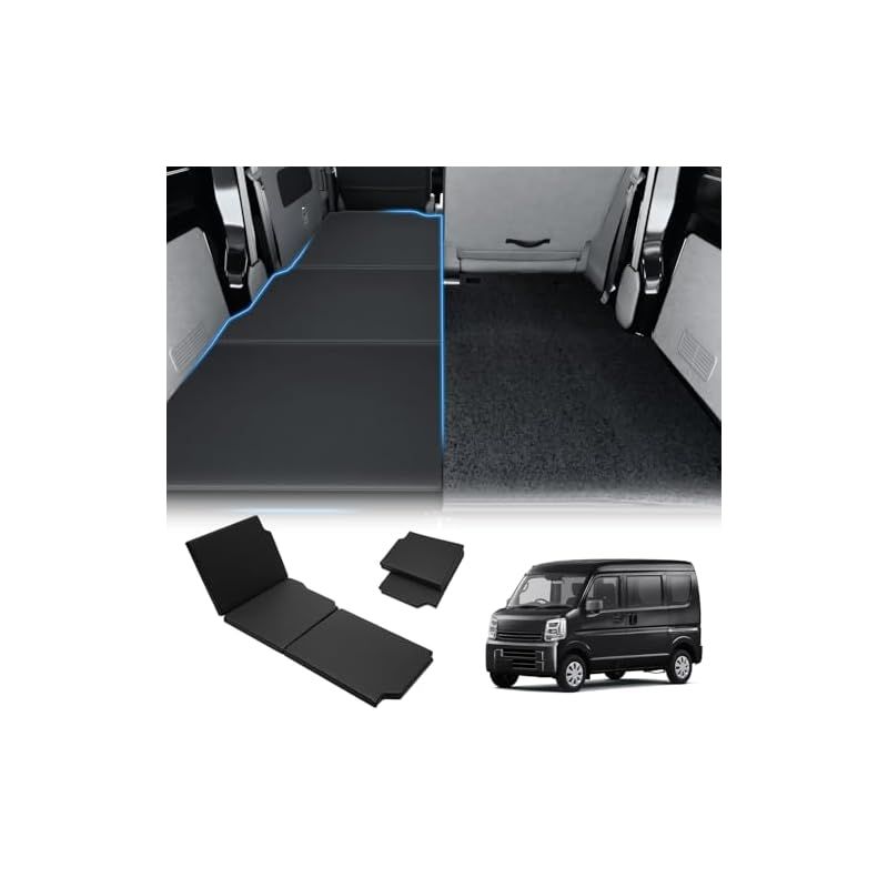 在庫セール GIMUYA スズキ エブリイバン DA17V 車中泊マット 折りたたみ式 EVERY 助手席 ベッドキット 段差解消 快適睡眠 軽量 防水 設計 仮眠 防災 PVC 高密度ウレタン 助手席用 ブラック 1PCS 0