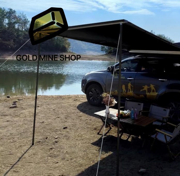 豊かな ープ テント 車用 カーサイドタープ 格納式カーサイド オーニング オフロード車 suv 用屋外格納式オーニング1.6 2.5M 車中泊 アウトドア 設営撤収簡単 収納袋付き 2 3M 金と銀のシェル 最低の価格！