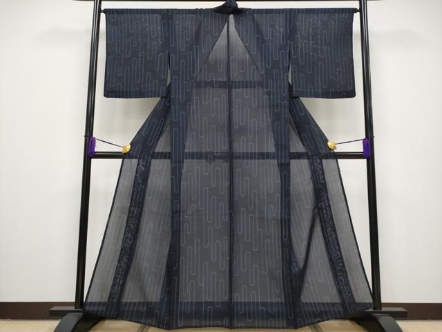 平和屋本店□極上 夏物 本塩沢 夏塩沢 縞 星野謹製 証紙付き 逸品