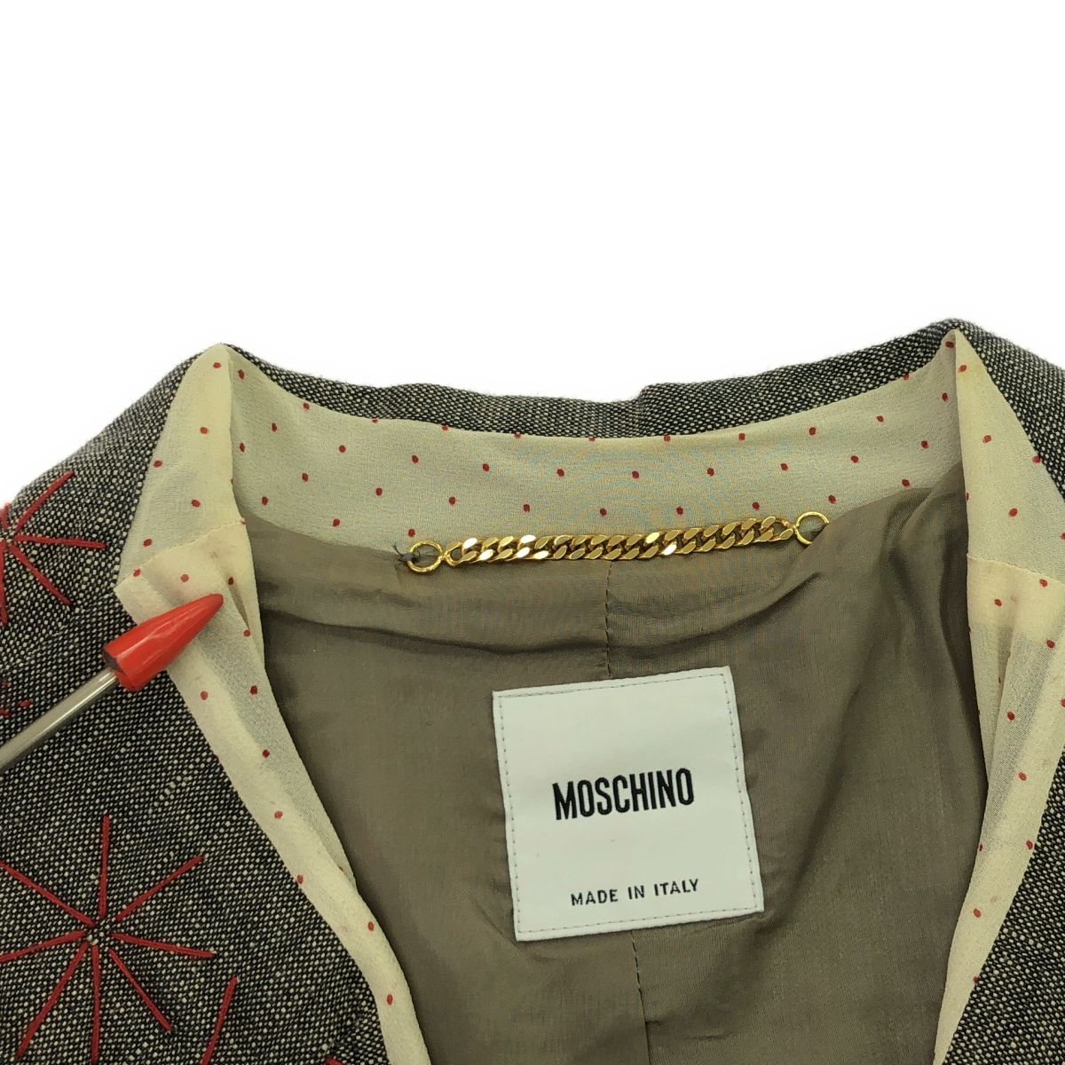 Moschino テーラードジャケット グレー MOSCHINO / モスキーノ | リネン コットン ステッチ テーラード