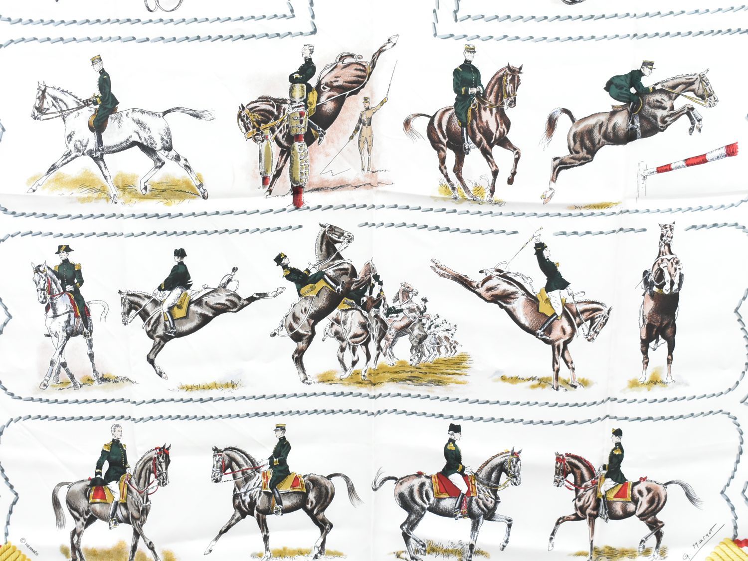 本物 エルメス HERMES スカーフカレ カレ90 CADRE NOIR ソユール騎士  