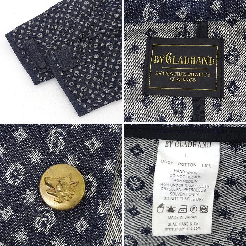 三重店】BY GLADHAND|グラッドハンド モノグラム 総柄 デニム セットアップ ジャケット:L パンツ:M 【096-A647】 - メルカリ 三重店】BY GLADHAND|グラッドハンド モノグラム 総柄 デニム セットアップ ジャケット:L パンツ:M 【096-A647】 - メルカリ