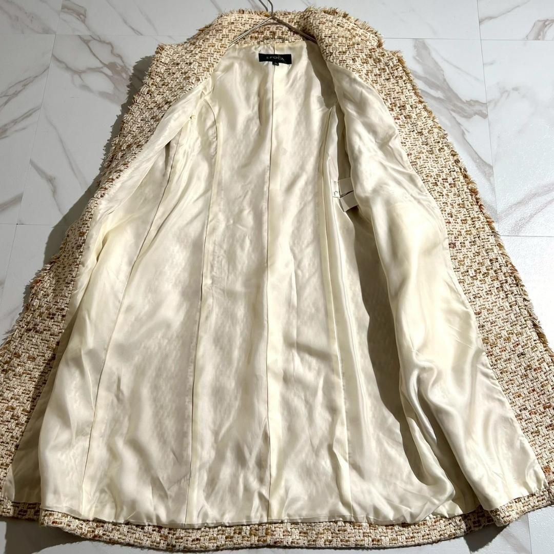 希少✨EPOCA エポカ ラビットファー付き ツイードロングコート 大きい