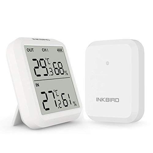 1センサー Inkbird 温度計 デジタル温湿度計 温度湿度計 室内室外 ワイヤレス 湿度計 高精度 LCD大画面 1センサー付き 最高最低温湿度値表示 置き掛け両用 温湿度管理 (ITH-20R)