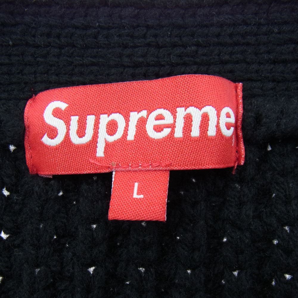 supreme 21AW ワッフル ニットカーディガン ブラック M Supreme ニットカーディガン M 黒 ワッフル トップス