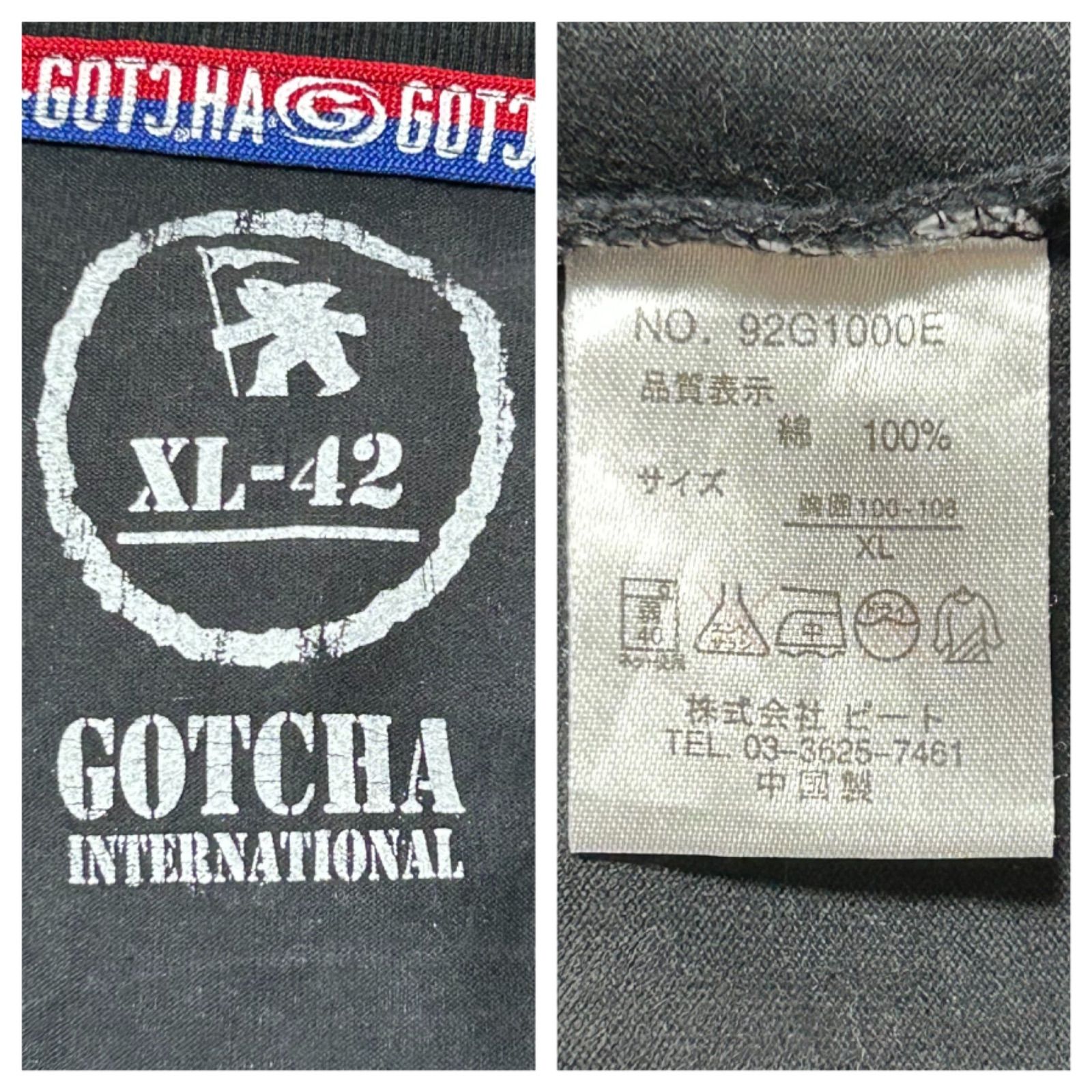 GOTCHA肉厚Tシャツ刺繍ロゴB系大XL黒ブラック古着