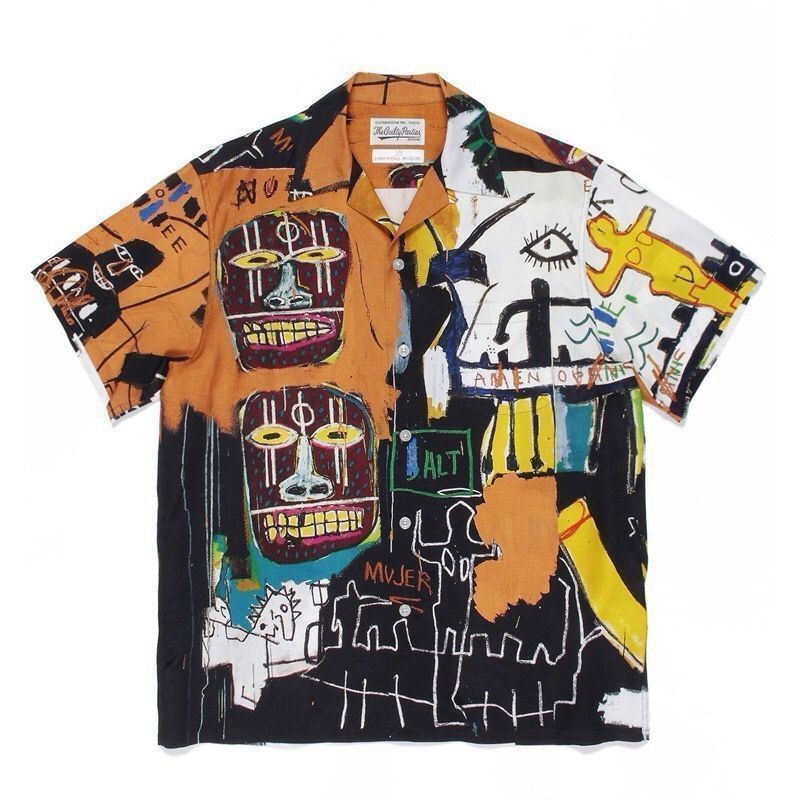 極美品WACKO MARIA (ワコマリア) JEAN-MICHEL BASQUIAT / S/S HAWAIIAN 半袖シャツ a2960