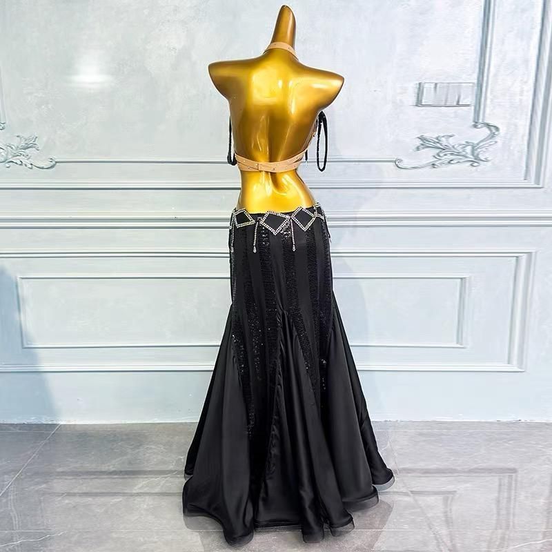 ♥ ベリーダンス オリエンタル衣装 刺繍 ブラ スカート オーダーメイド ステージ衣装 ブラック