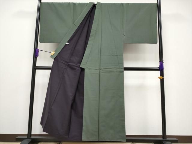 平和屋本店□極上 男性 紬 アンサンブル キングサイズ 色無地 岩井茶色