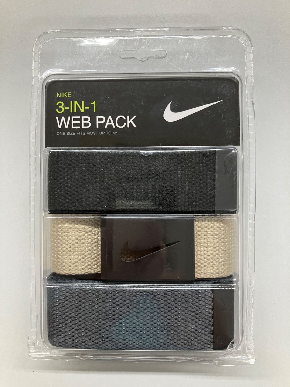 Nike メンズ 3イン1 ウェブベルト ブラック/カーキ/ダークグレー ブラックバックル