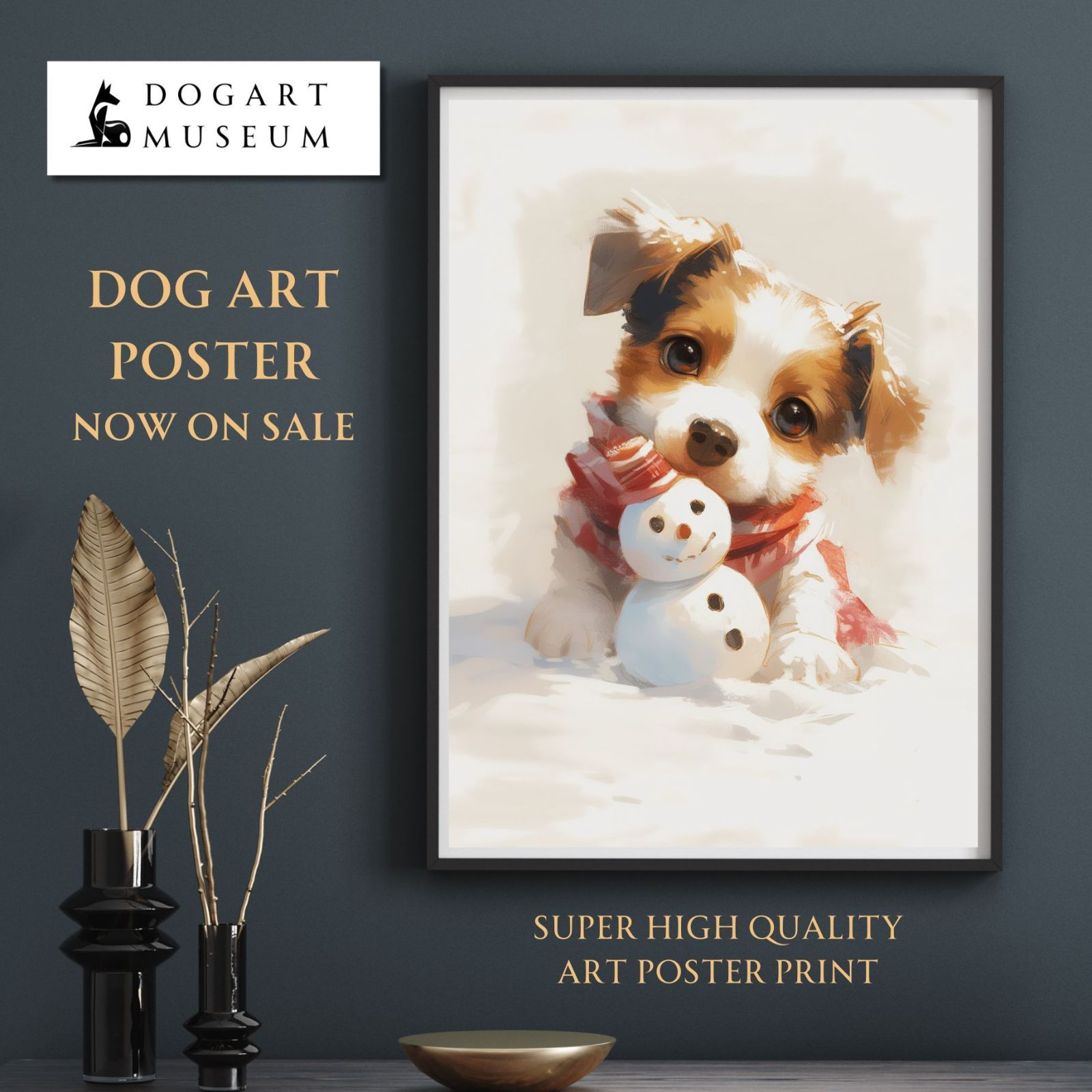 雪犬戯舞 - ジャックラッセルテリア犬 No.1】クリスマス・冬・雪だるま