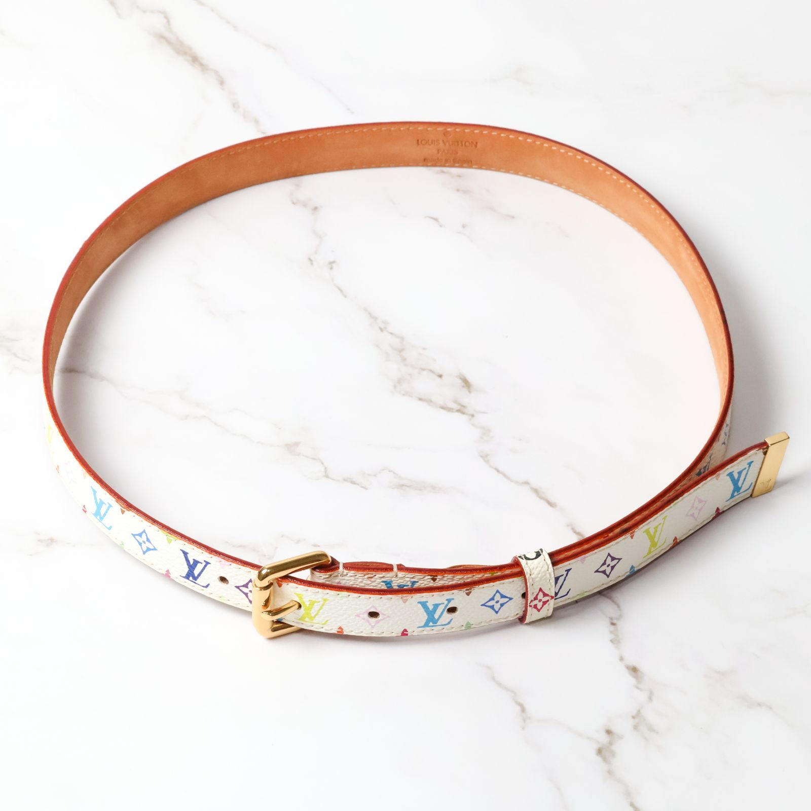 Louis Vuitton モノグラムベルト ホワイトマルチカラー 75/30 Louis Vuitton モノグラムベルト ホワイトマルチカラー 75/30