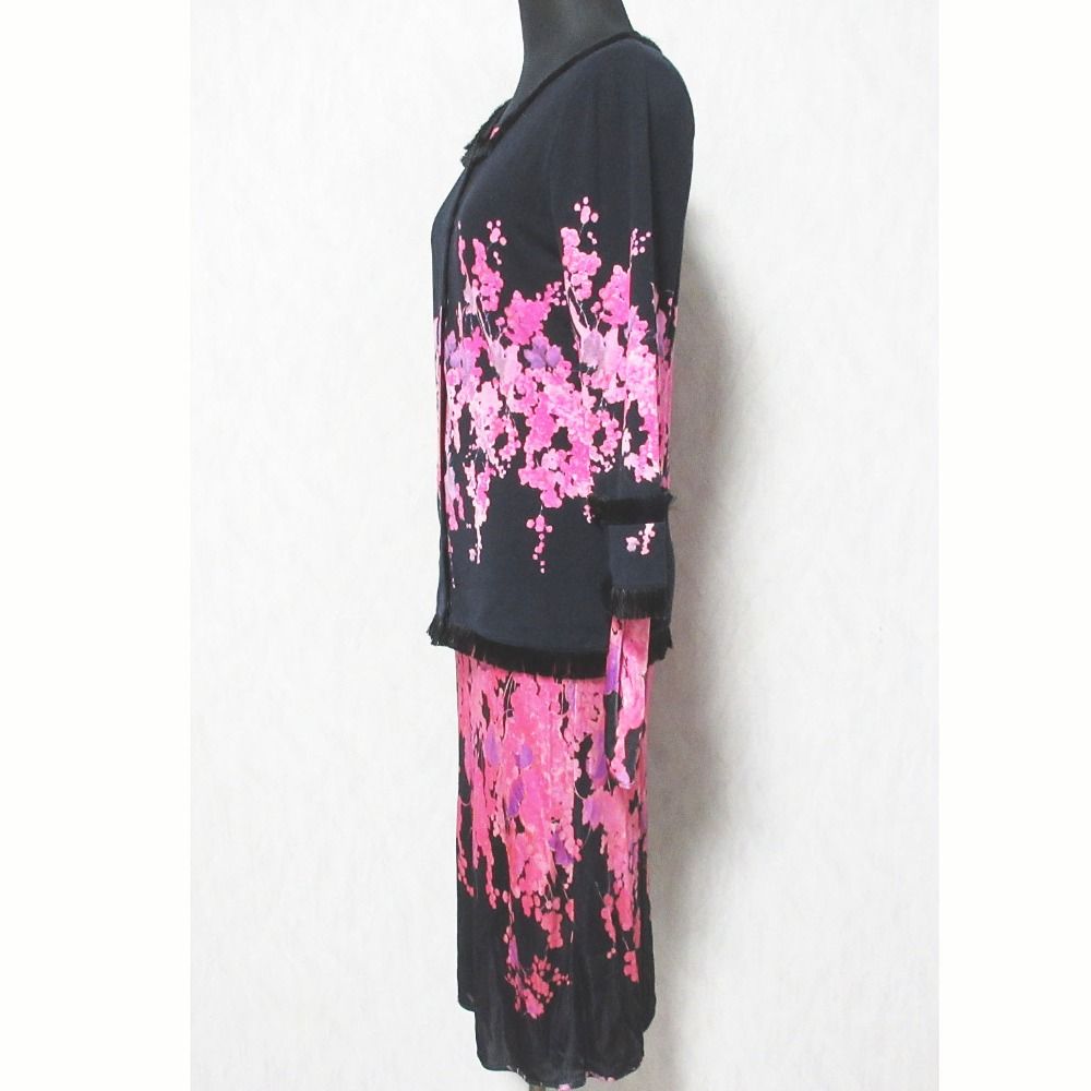 Blumarine ブルマリン ローズプリントレーヨンカーディガン  ピンク 40 ITVCQAZFT5J4 美品 Blumarine ブルマリン フラワープリントカーディガン