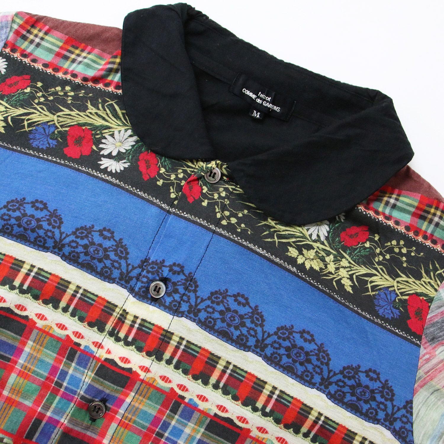 【値下げ】トリココムデギャルソン　ドット花柄ブラウス トリココムデギャルソン ブラウス 花柄 総柄 長袖シャツ