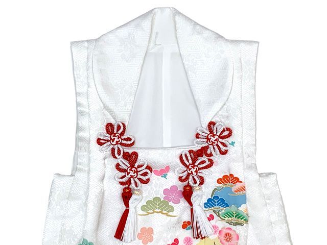  七五三 三歳 女の子 被布セット 正絹被布コート 草履 巾着 足袋 4点コーデセット 白 松竹梅 IHF 902 4 set 01 七五三 季節 年中行事