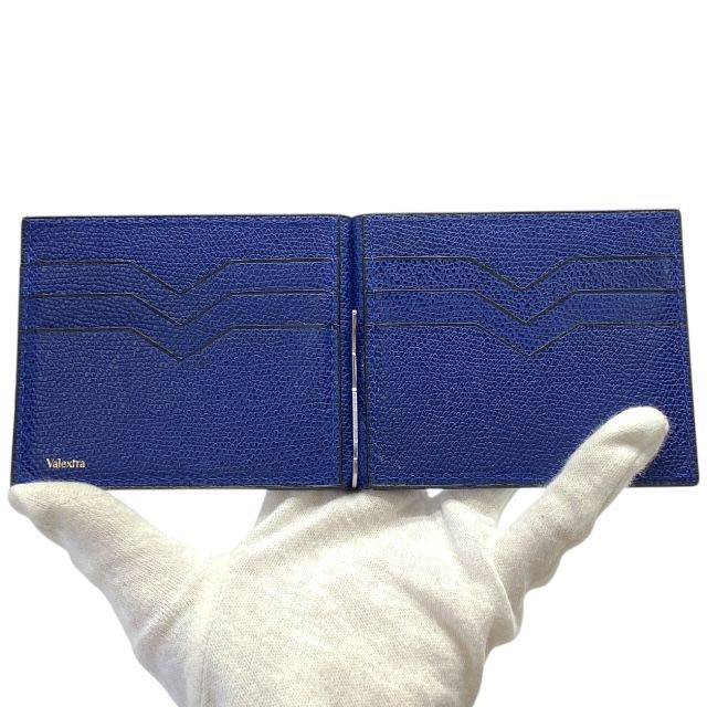 ヴァレクストラ LRDWG 99 二つ折り財布 マネークリップ カードケース パスケース レザー ネイビー Valextra メンズ 感 上品デザイン モデル その他 折り財布