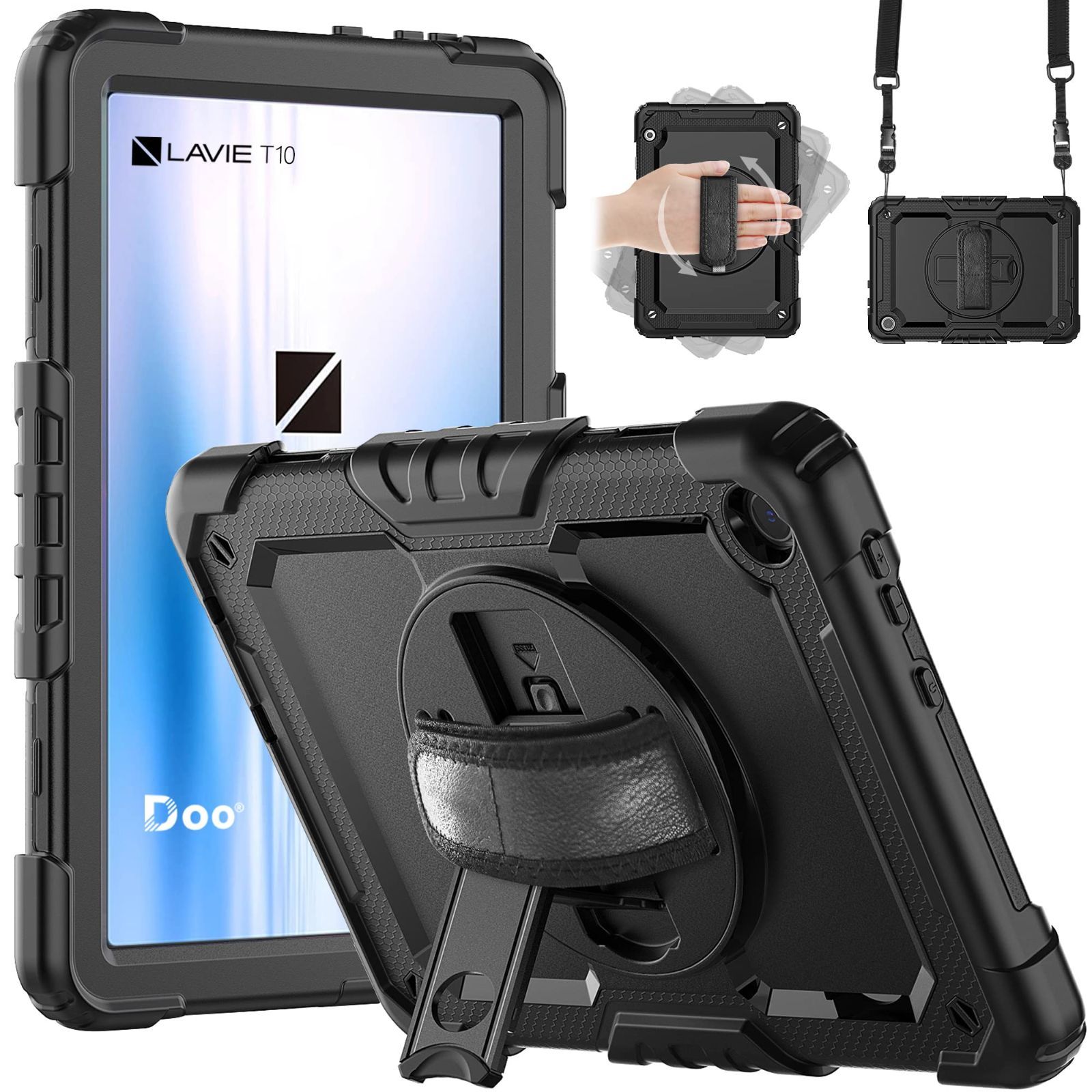 【在庫処分】TAB10/F02 ケース 2022 ケース 10.1型 T10 ショルダーケース 360回転ベルトリング付き T10 三層構造 Tab 耐衝撃 丈夫 Tab 防塵 LAVIE LAVIE Tab LAVIE T10 T1055/EAS T105