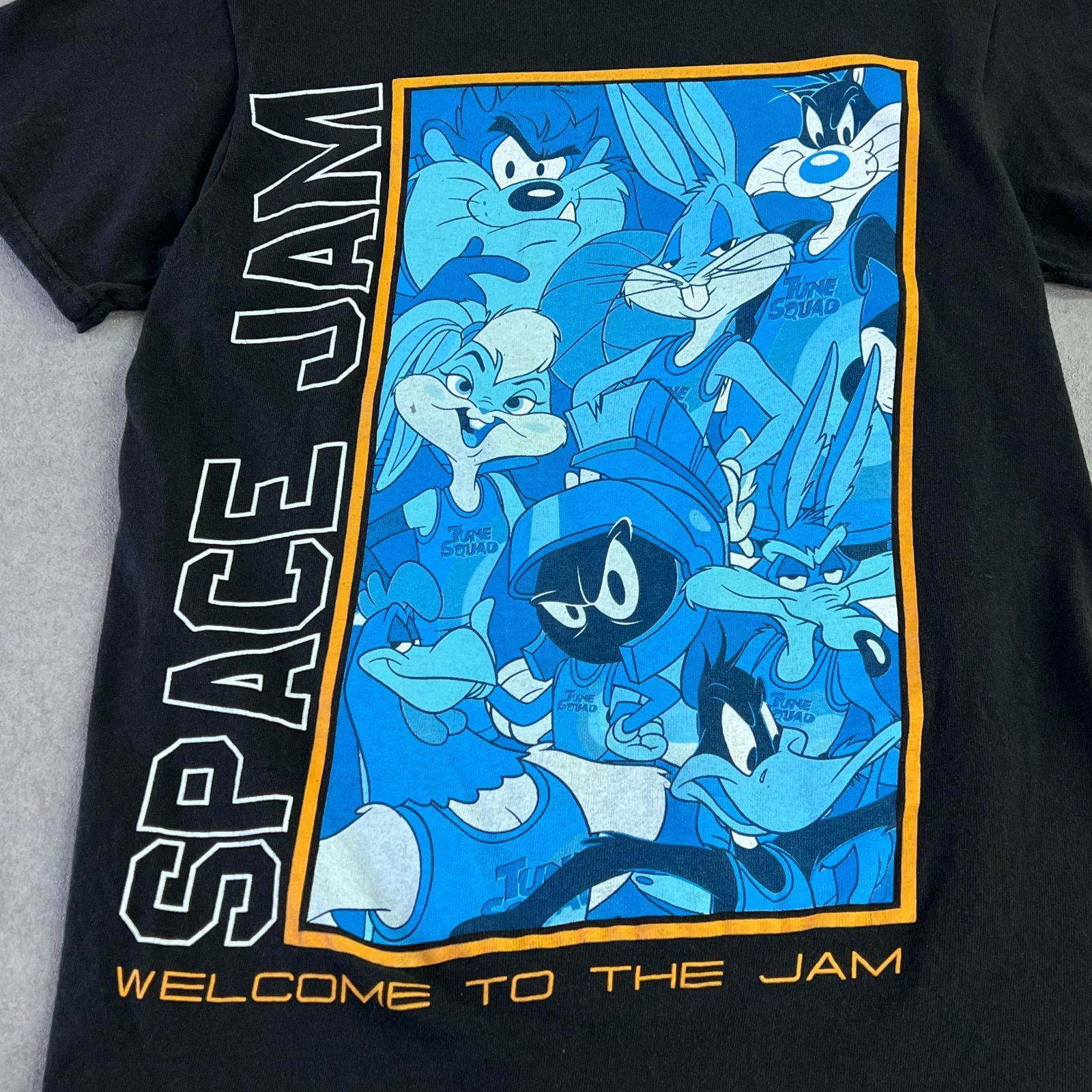 SPACE JAM スペース・ジャム　ルーニーテューンズ　人気キャラクター　バスケットボール　トップス　半袖Tシャツ　古着　ブラック　黒　S