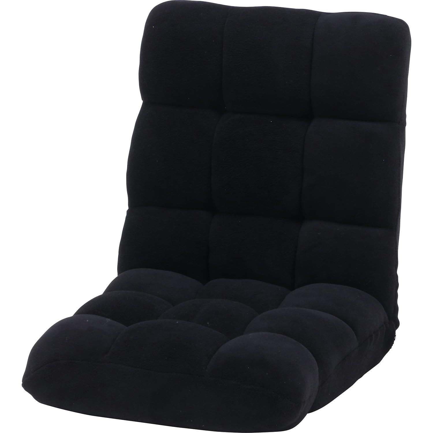 【クーポン有】42段ギア 軽量 ブラック リクライニング 幅42cm ふわもこ コンパクト フロアチェア 座椅子 38147 不二貿易