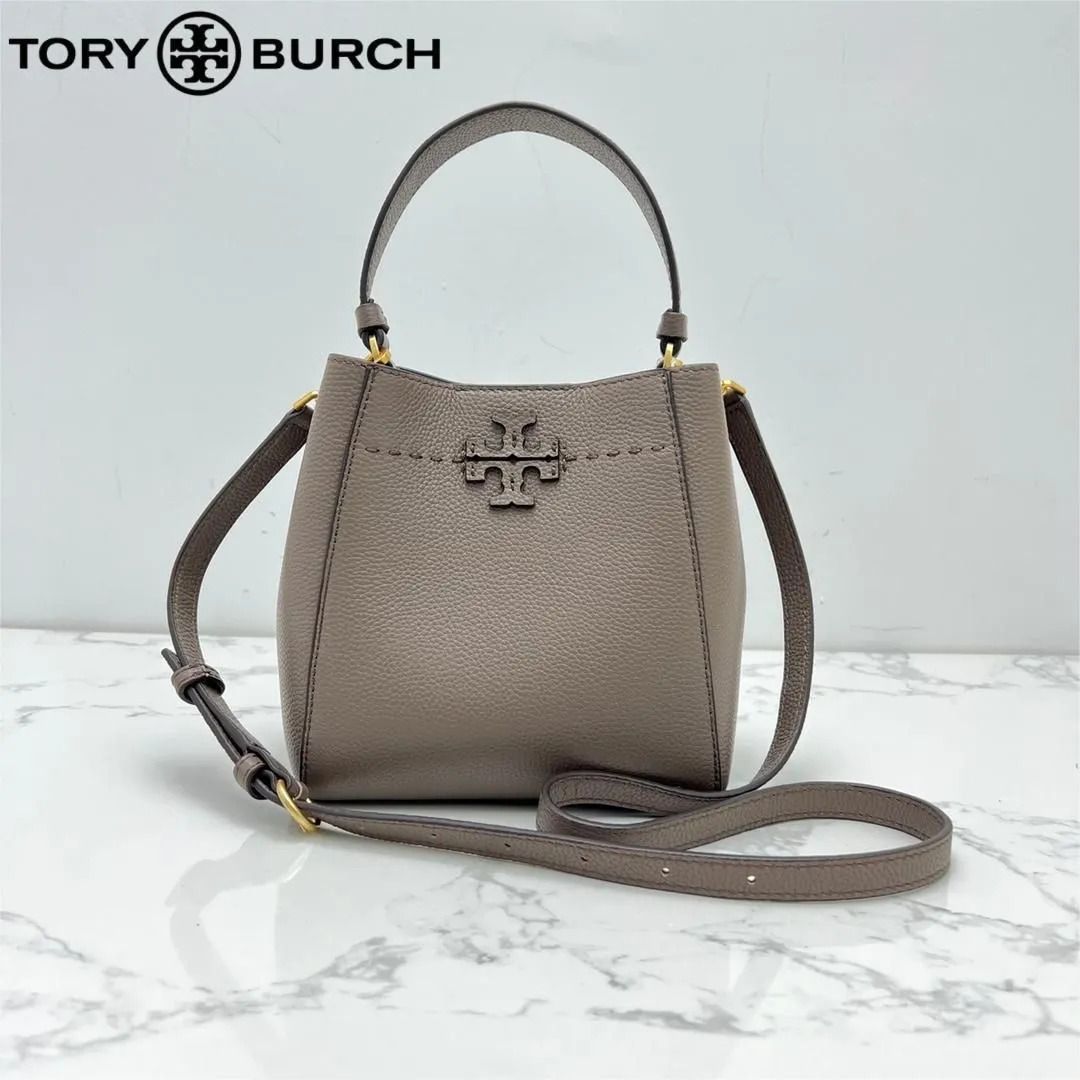 TORY BURCH トリーバーチ バッグ ミニ トートバッグ ハンドバッグ ショルダーバッグ スモールバケットバッグ アウトレット品 レディース  グレー #74956 - メルカリ