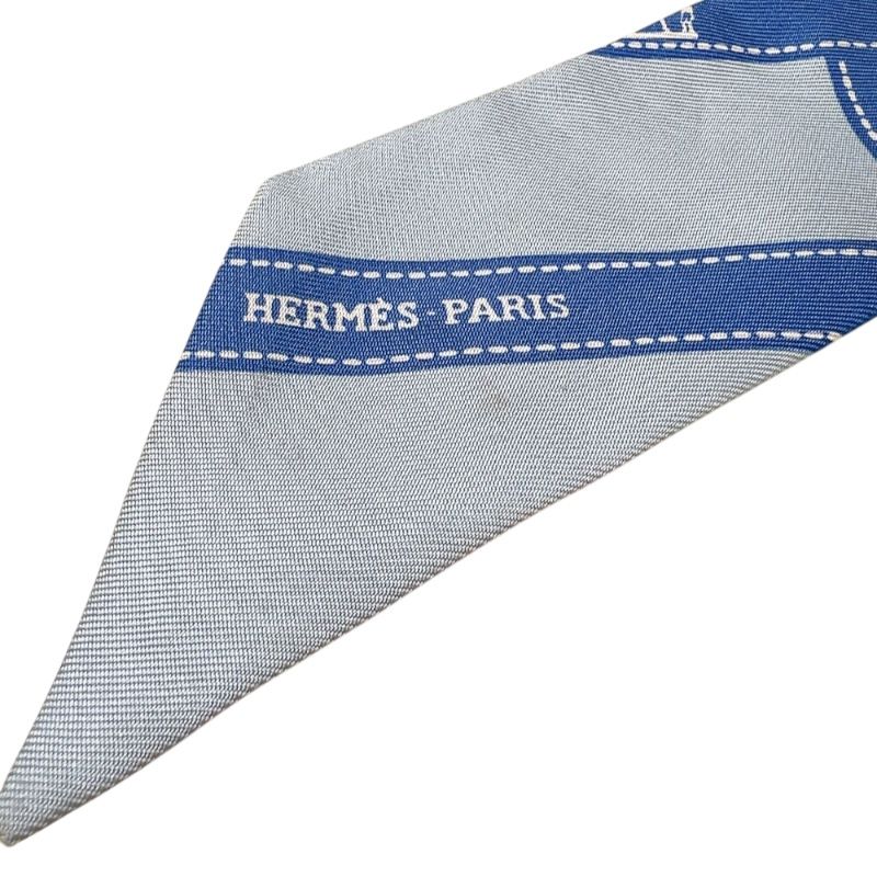 HERMES エルメス ツイリー スカーフ ボルデュック Bolduc エルメスツイリー ボルデュック/Bolduc リボン柄 白/茶