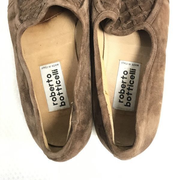 イタリア製 roberto botticelli ロベルト ボッティチェリ スエード本革ローファー 39 24.5 茶 BROWN モカシン ビジネスシューズ A-161