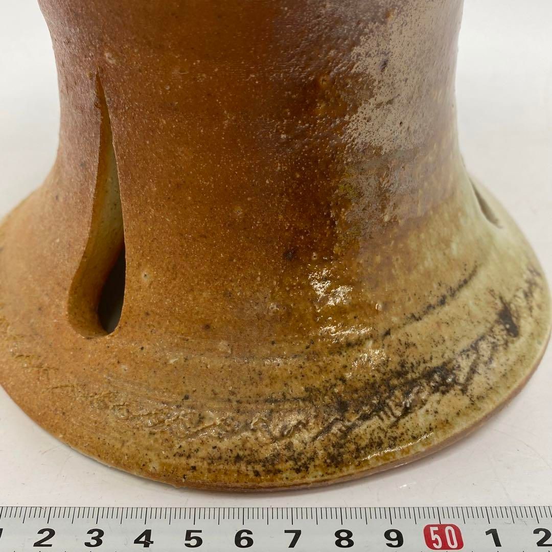 小島賢憲二 伊賀ふた付 花入 共箱 直径21㎝ 東山6-0210③